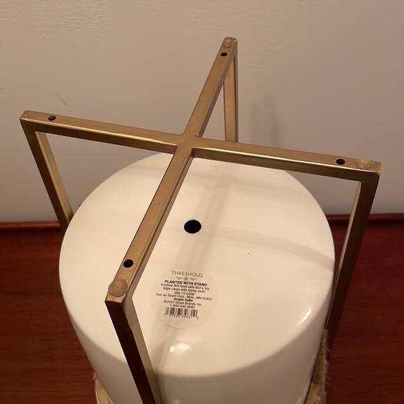 NEW Threshold White/Brass 2pc Iron Indoor / Outdoor Planter Pot with Stand - Picture 10 of 10